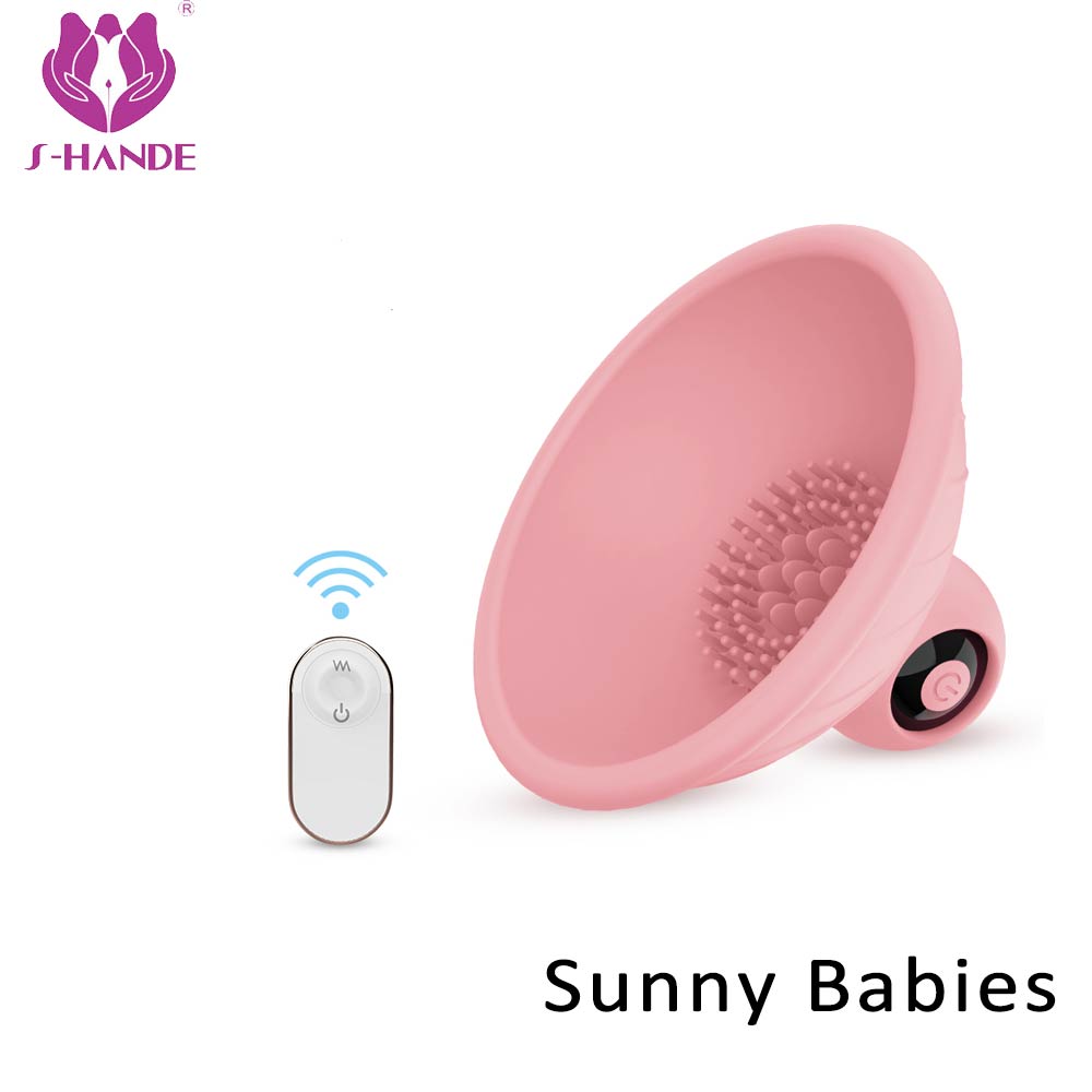 Silicone wireless telecontrol adult products nipple vibration breast massage nipple sucking vibrator for lady【S312-2】