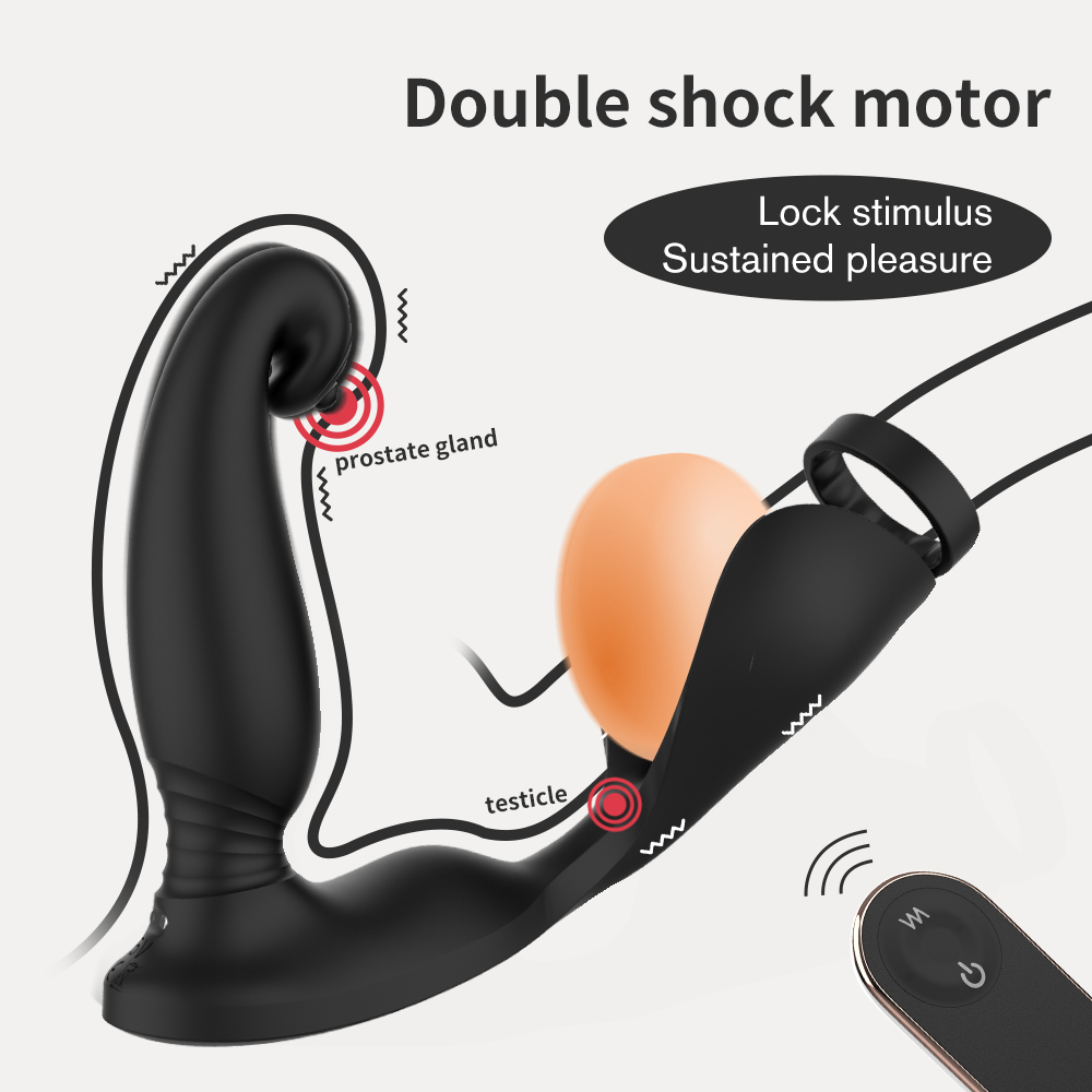 Remote control anal prostate massager vibrator cock ring for male