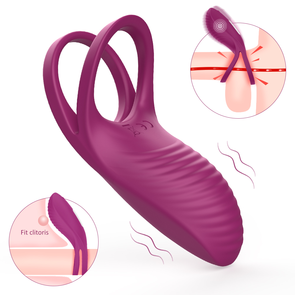soft silicone double-loop cock ring clitoris stimulator vibrator