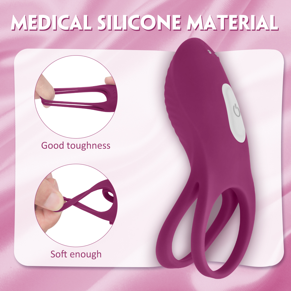 soft silicone double-loop cock ring clitoris stimulator vibrator