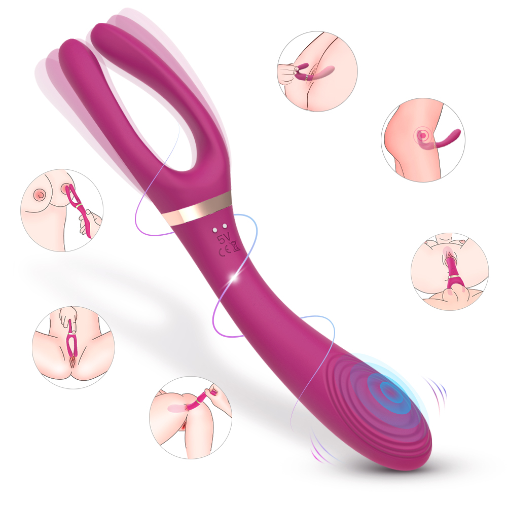 vibrator stimulates g-spot, clitoris, nipples, prostate and penis 