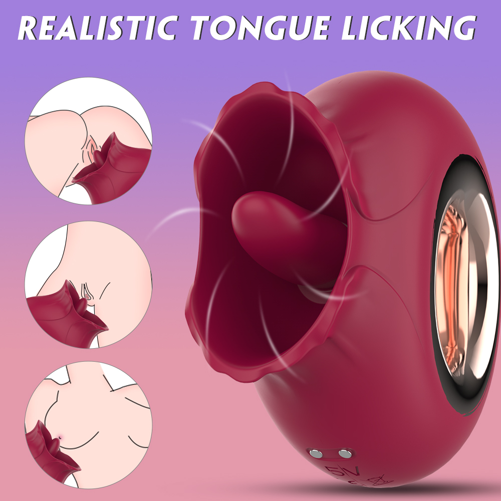 French Kiss-Tongue Licking Rose Vibrator Sex Toy for Women SHD-S376